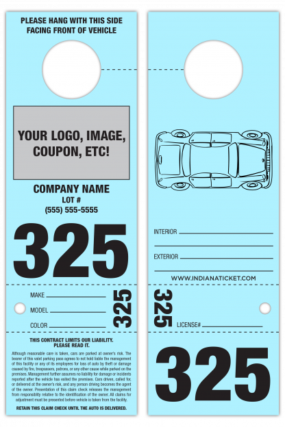 Custom Valet Parking Hangtag